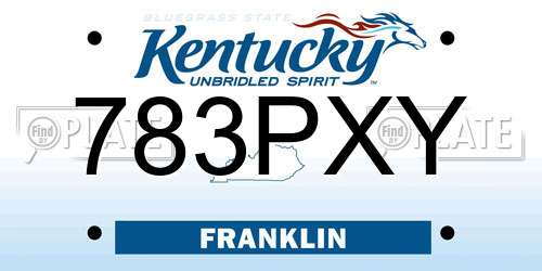 783PXY Kentucky License Plate
