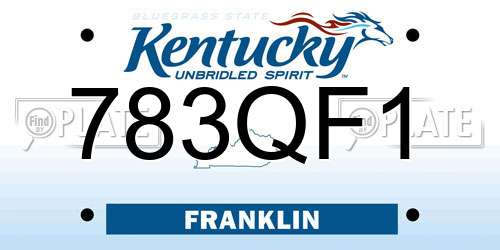 783QF1 Kentucky License Plate