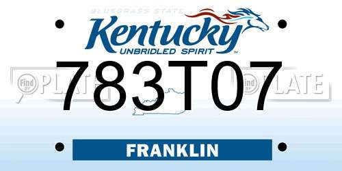 783T07 Kentucky License Plate