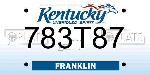 783T87 Kentucky License Plate