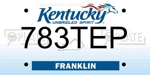 783TEP Kentucky License Plate