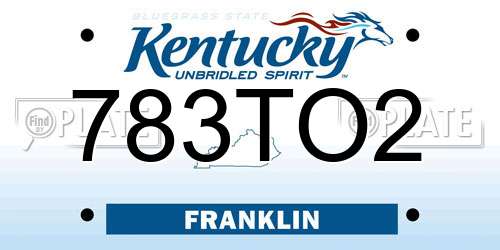 783TO2 Kentucky License Plate