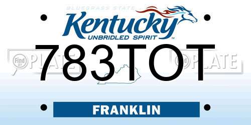 783TOT Kentucky License Plate