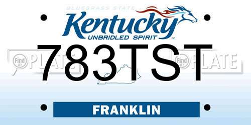783TST Kentucky License Plate