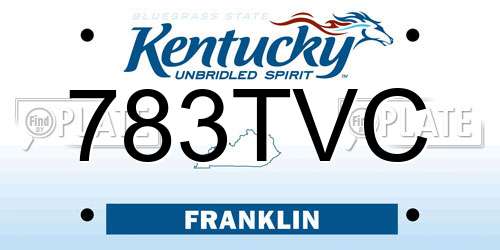 783TVC Kentucky License Plate