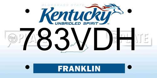 783VDH Kentucky License Plate