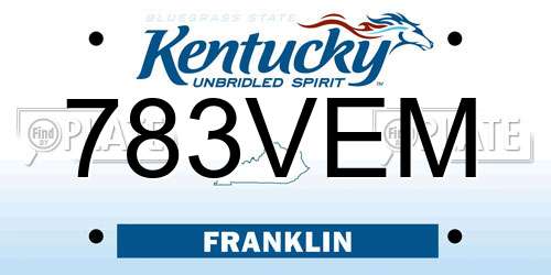 783VEM Kentucky License Plate