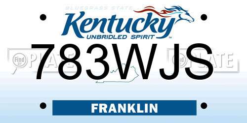 783WJS Kentucky License Plate