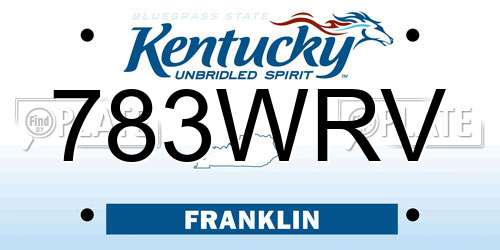 783WRV Kentucky License Plate