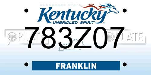 783Z07 Kentucky License Plate