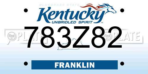 783Z82 Kentucky License Plate