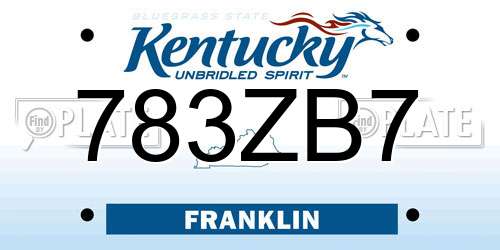 783ZB7 Kentucky License Plate