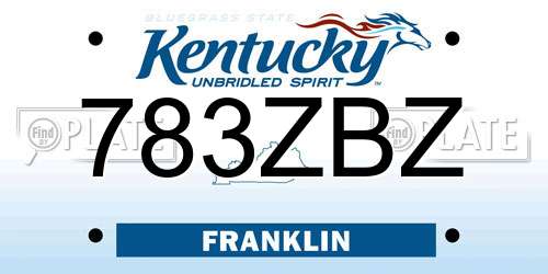 783ZBZ Kentucky License Plate