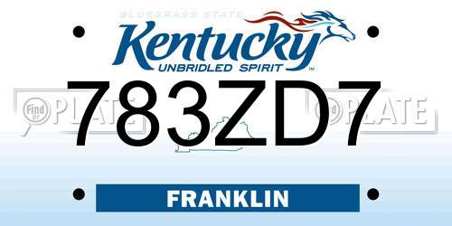 783ZD7 Kentucky License Plate