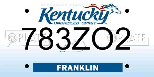 783ZO2 Kentucky License Plate