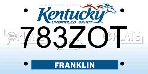 783ZOT Kentucky License Plate