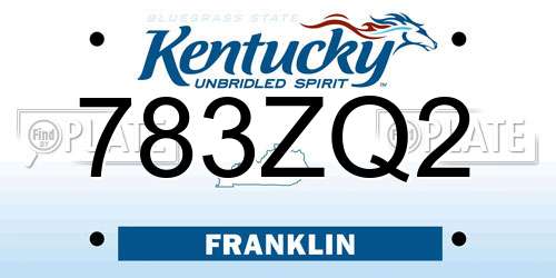 783ZQ2 Kentucky License Plate
