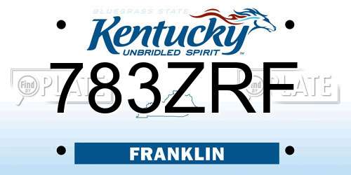 783ZRF Kentucky License Plate