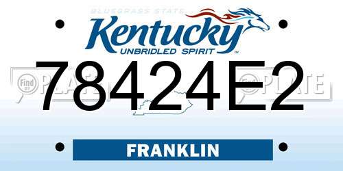 78424E2 Kentucky License Plate