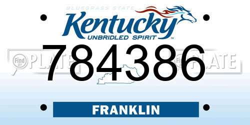 784386 Kentucky License Plate
