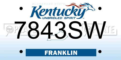 7843SW Kentucky License Plate