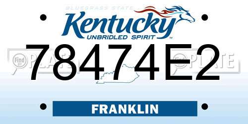 78474E2 Kentucky License Plate