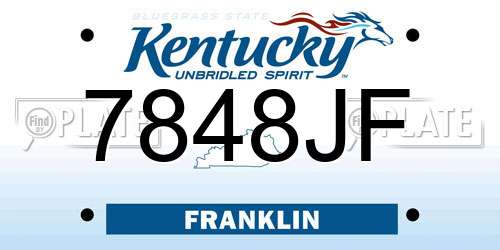 7848JF Kentucky License Plate