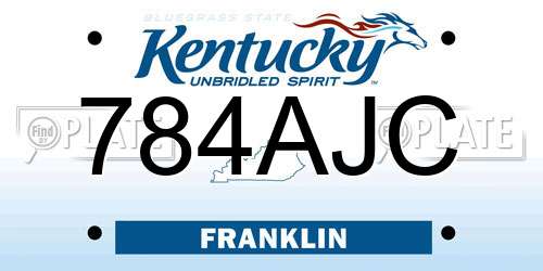 784AJC Kentucky License Plate