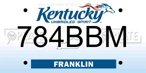 784BBM Kentucky License Plate