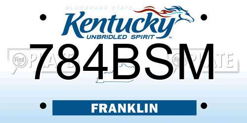 784BSM Kentucky License Plate