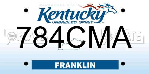 784CMA Kentucky License Plate