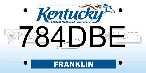 784DBE Kentucky License Plate