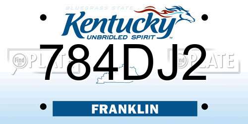 784DJ2 Kentucky License Plate