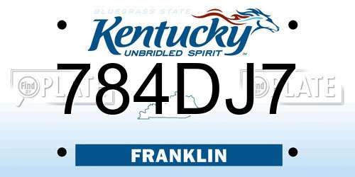 784DJ7 Kentucky License Plate