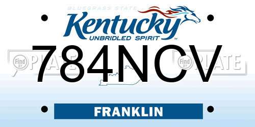784NCV Kentucky License Plate