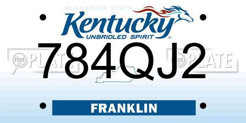 784QJ2 Kentucky License Plate