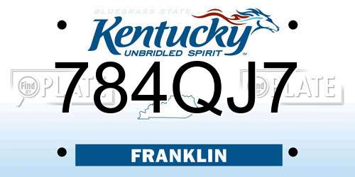 784QJ7 Kentucky License Plate