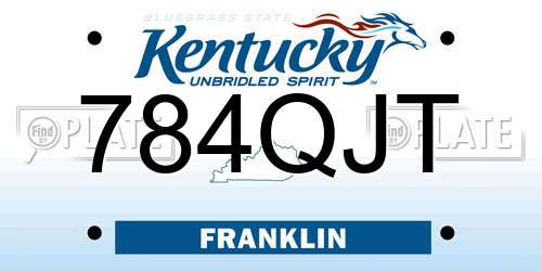 784QJT Kentucky License Plate