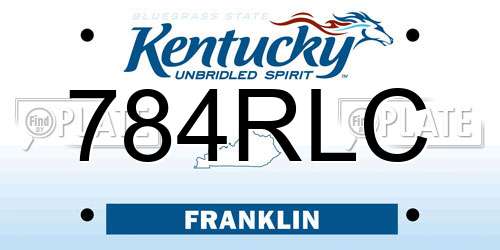 784RLC Kentucky License Plate