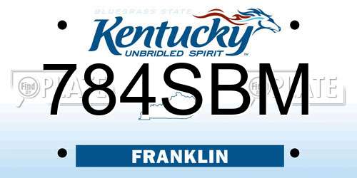 784SBM Kentucky License Plate