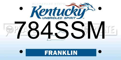 784SSM Kentucky License Plate