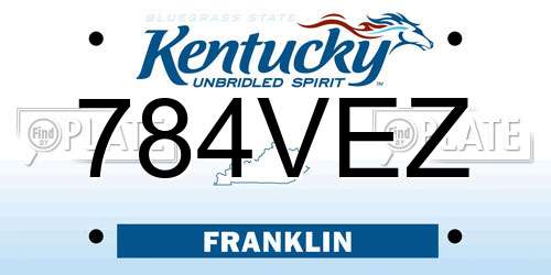 784VEZ Kentucky License Plate
