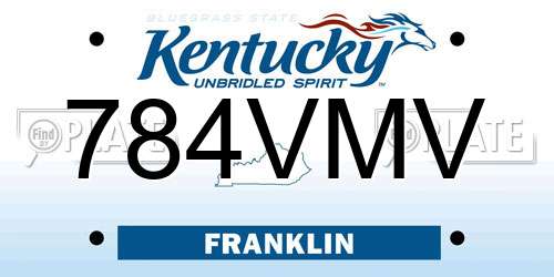 784VMV Kentucky License Plate