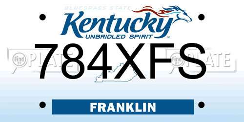784XFS Kentucky License Plate