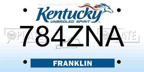 784ZNA Kentucky License Plate