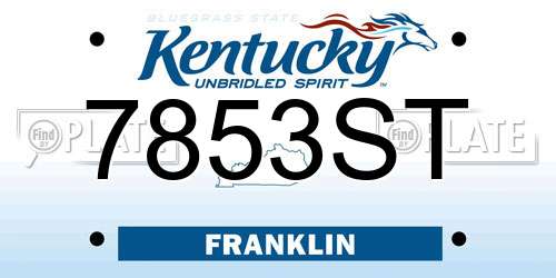 7853ST Kentucky License Plate