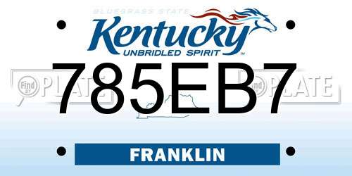 785EB7 Kentucky License Plate