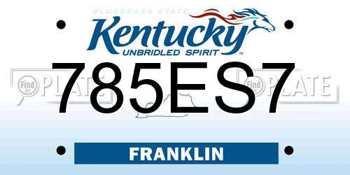 785ES7 Kentucky License Plate