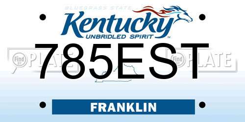 785EST Kentucky License Plate