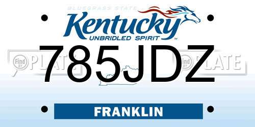 785JDZ Kentucky License Plate